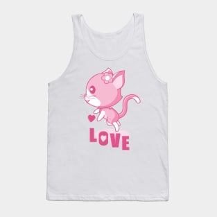 Hovering pink kitten in love. Tank Top